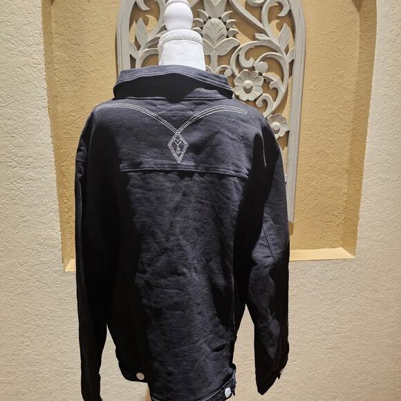 Cato S 26/28 Black Denim Jacket Embroidered Western Boho Y2K Revival Cowgirlcore - Picture 4 of 15